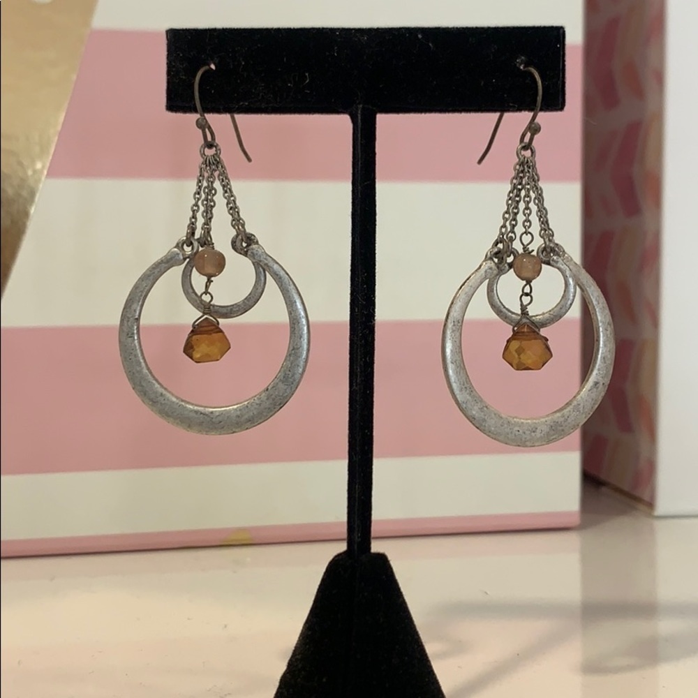 Silver Tone multi hoop drop Earrings